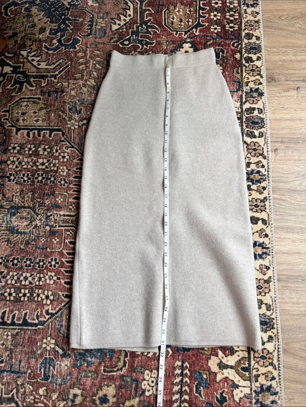 Aritzia Beige Midi Knit Pencil Skirt
